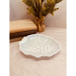 Vintage Hazel Atlas Milk Glass Grape Cluster Trinket Dish S